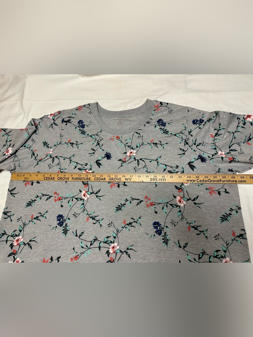 Woman Within Grey Floral Crewneck Sweatshirt - 2X - Picture 4 of 4